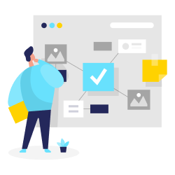 image depicting a man designing a mindmap diagram